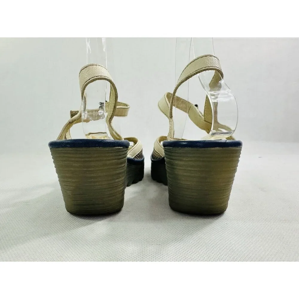Fly London YANS190Fly Yans Tan Leather Wedge Sandal Womens EU 40 US 9-9.5